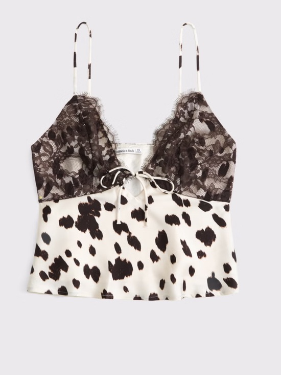 Abercrombie & Fitch Tops - Abercrombie Silk Lace Cow-Print Camisole Top
